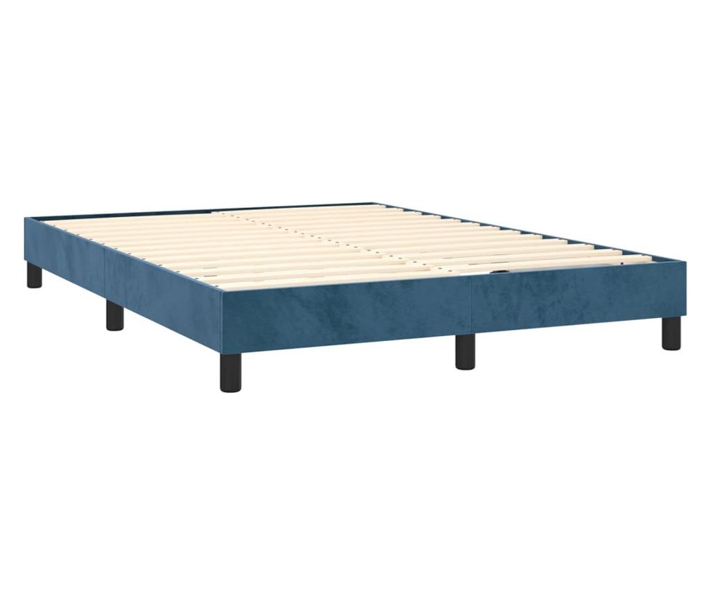 Boxspring postelja z vzmetnico, temno modra, 140x200 cm, žamet - 4
