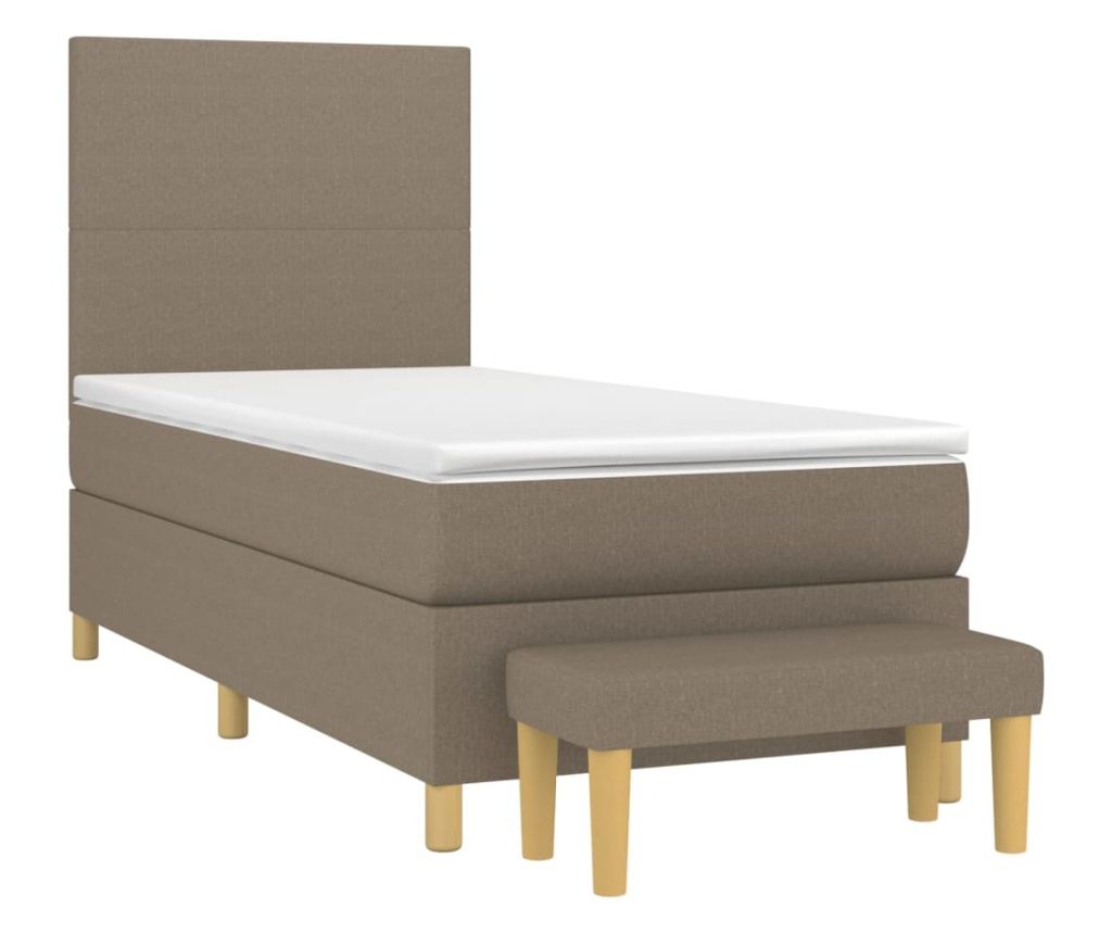 Боксспринг легло с матрак, таупе сиво, 100x200 см, текстил - 3