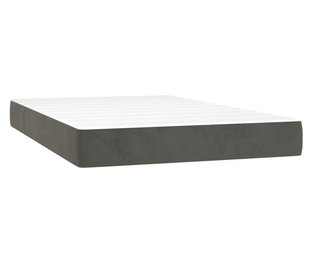 Легло с матрак и LED осветление, тъмносиво, 120x200 см, кадифе - 6