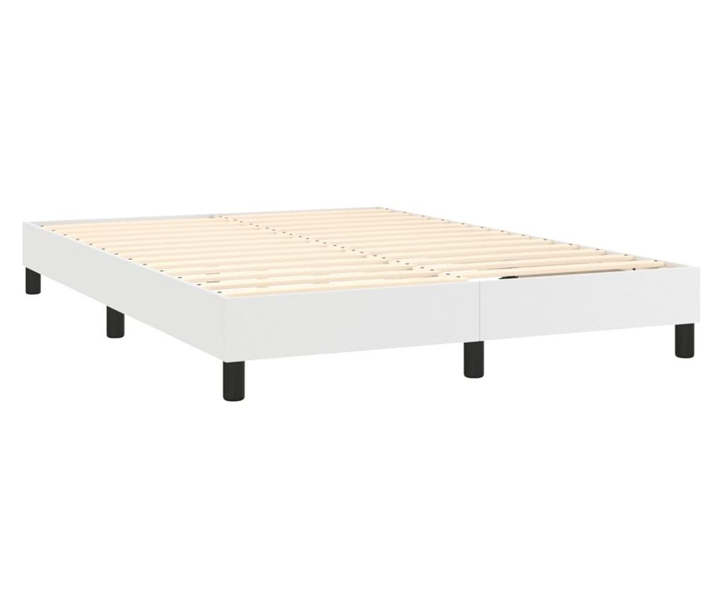 Okvir za krevet s podnicom, bijeli, 140x200 cm, umjetna koža - 4
