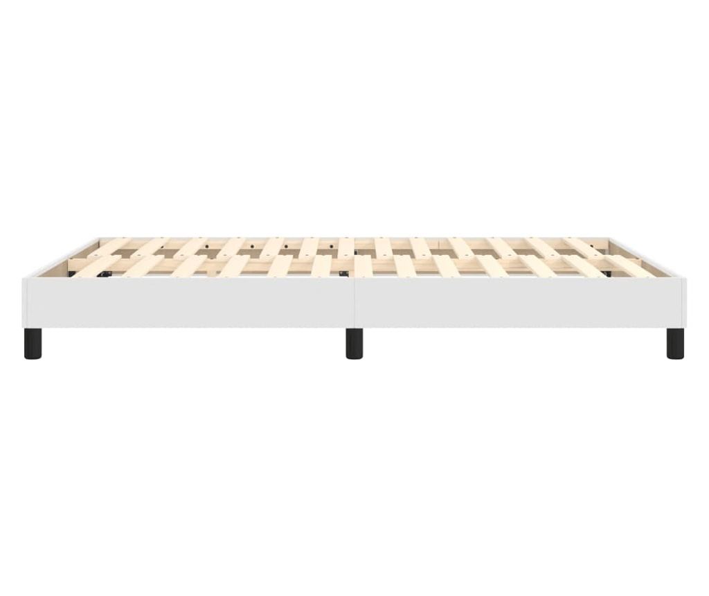 Okvir za krevet s podnicom, bijeli, 140x200 cm, umjetna koža - 6