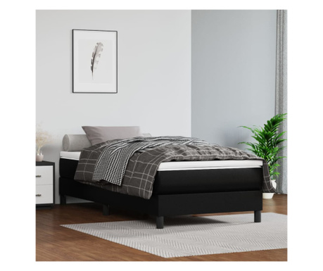 Матрак с пружинно легло, черен, 90х190х20 см, еко кожа