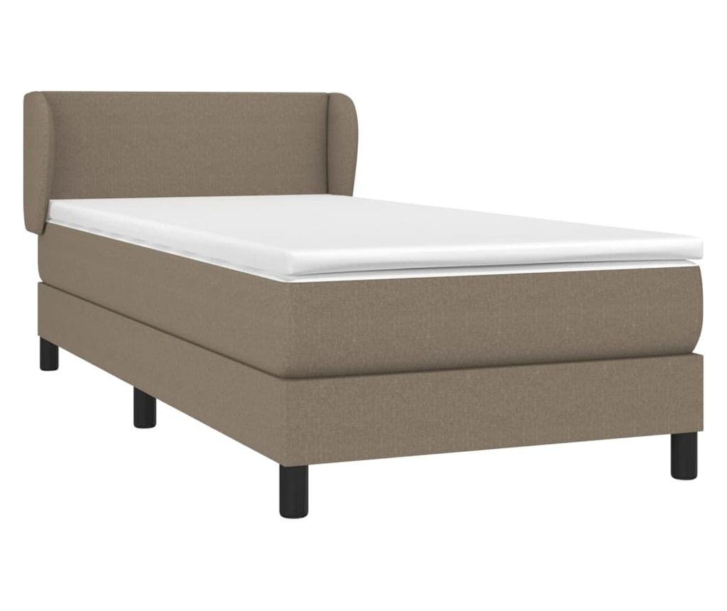 Box spring κρεβάτι με στρώμα, ταμπά γκρι, 100x200 εκ., ύφασμα - 3