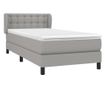 Континентално легло с матрак, светло сиво, 80x200 см, текстил thumbnail 3