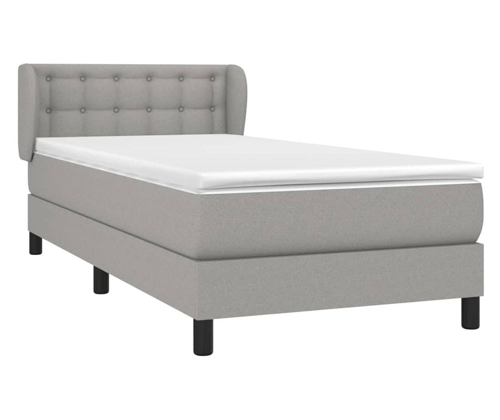 Континентално легло с матрак, светло сиво, 80x200 см, текстил - 3