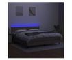 Рамка за легло с матрак и LED, сиво-бежов, 160x200 см, текстил thumbnail 4