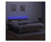 Легло с пружини, матрак и LED, тъмносиво, 160x200 см, текстил thumbnail 4