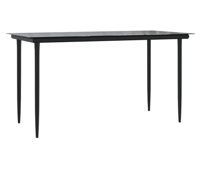 Градински комплект мебели, 5 части, Черен, Текстилен и Стомана