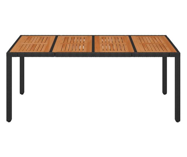 Masă grădină cu blat din sticlă, negru, 190x90x75 cm, poliratan