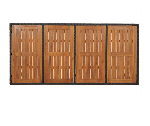 Masă grădină cu blat din sticlă, negru, 190x90x75 cm, poliratan