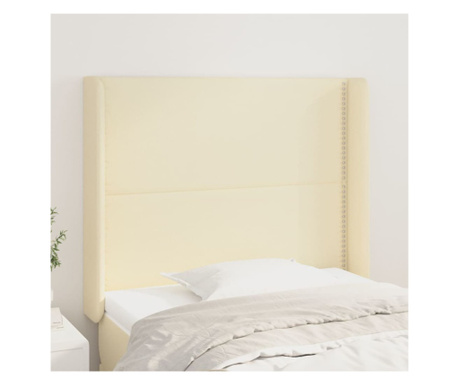 Tăblie de pat cu aripioare, crem, 103x16x118/128 cm, piele eco