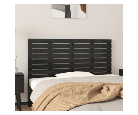 Tăblie de pat pentru perete, negru, 146x3x63 cm, lemn masiv pin