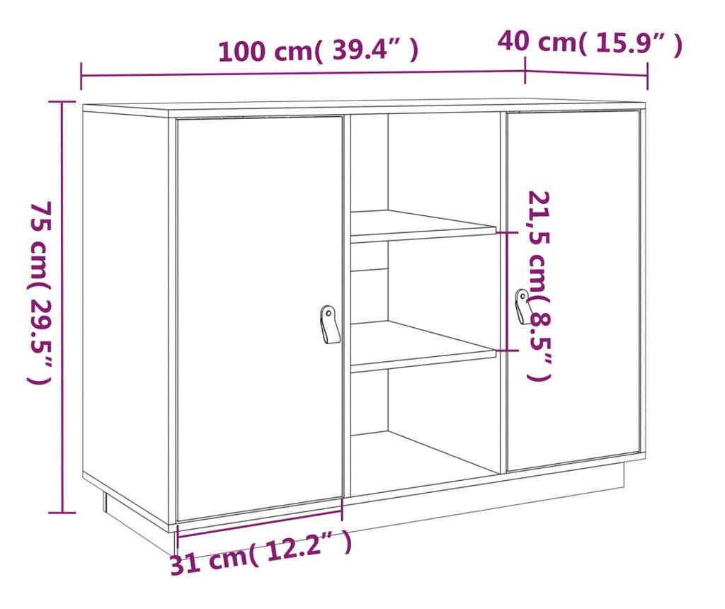 Omarica, 100x40x75 cm, masivni bor - 10