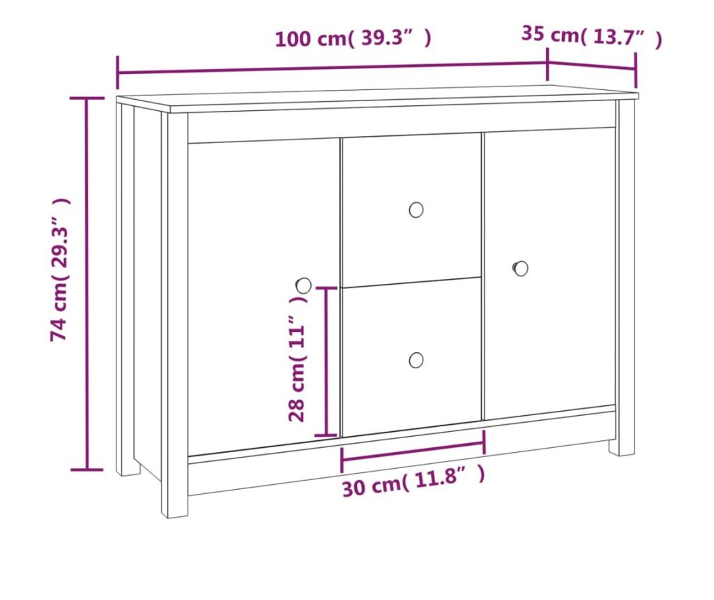 Stojalo, medeno rjavo, 100x35x74 cm, masivno borovo les. - 10