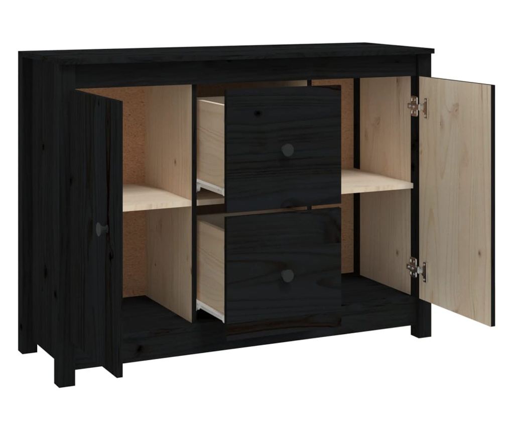 Omarica, črna, 100x35x74 cm, masivni borovec - 5