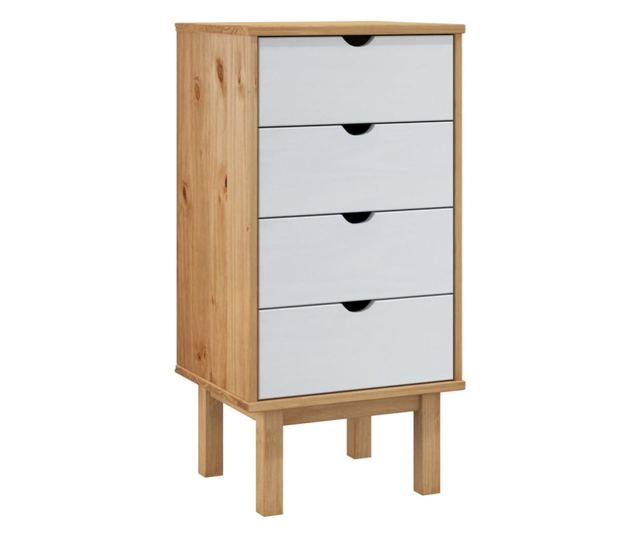 Συρταριέρα με συρτάρι, καφέ και γκρι, 46x39,5x90 εκ., μασίφ ξύλο πεύκου
