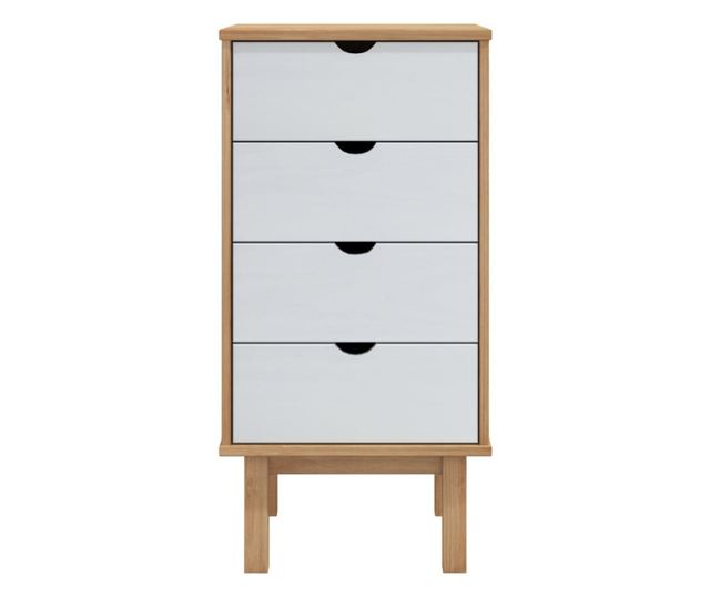 Συρταριέρα με συρτάρι, καφέ και γκρι, 46x39,5x90 εκ., μασίφ ξύλο πεύκου