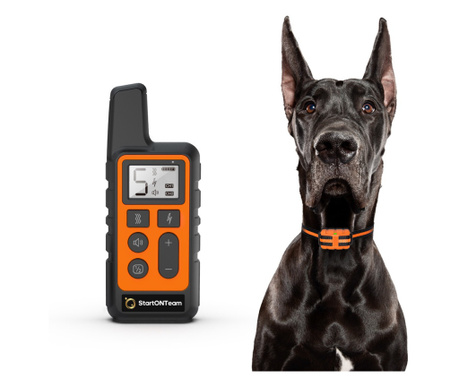 Нашийник за обучение на кучета StartONTeam, Електрически, Универсален, Гумени електроди, LCD дисплей, Гумени Eлектроди, Pегулиру