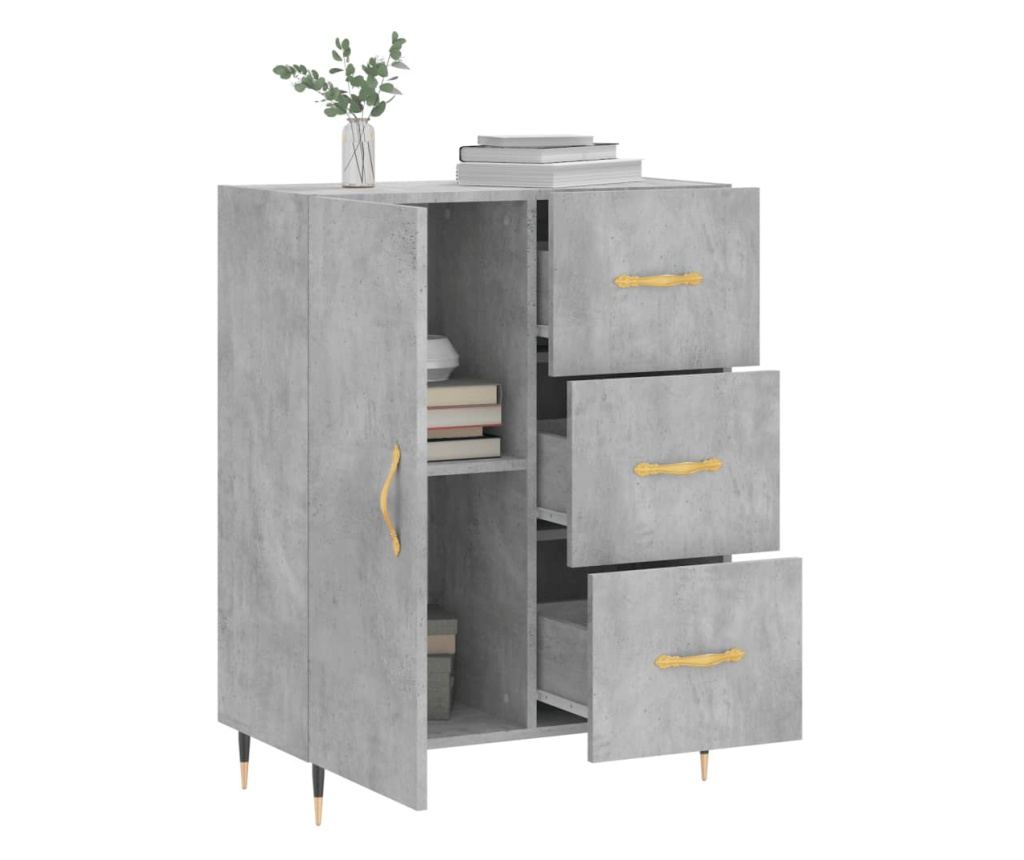 Komoda, betonsko siva, 69,5x34x90 cm, kompozitno drvo - 4