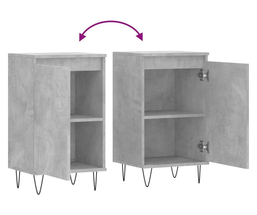 Ormarić, 2 kom, betonsko siva, 40x35x70 cm, konstruirano drvo - 10