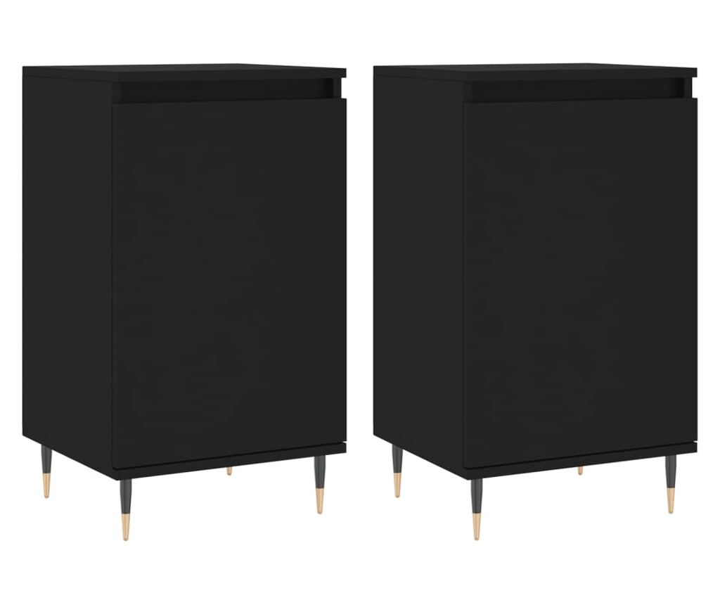 Ormarić, 2 kom, crni, 40x35x70 cm, konstruirano drvo - 2