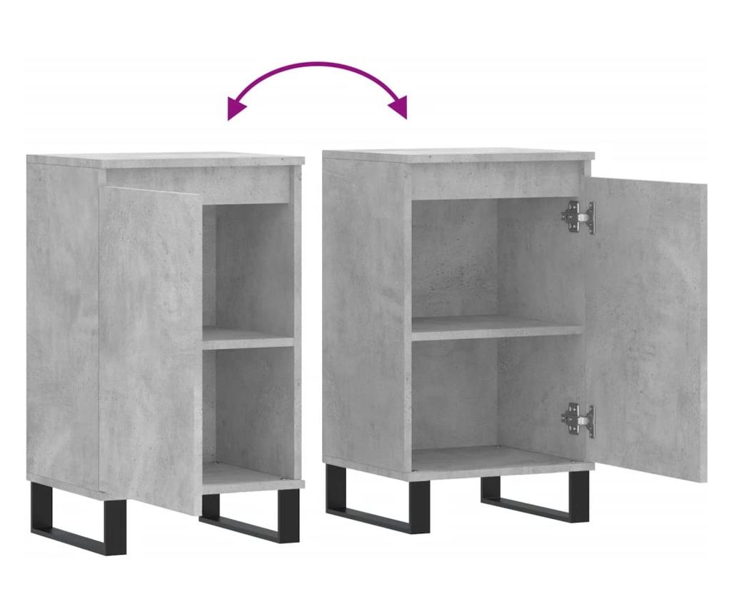 Komoda, 2 kom., boja betona, 40x35x70 cm, konstruirano drvo - 10