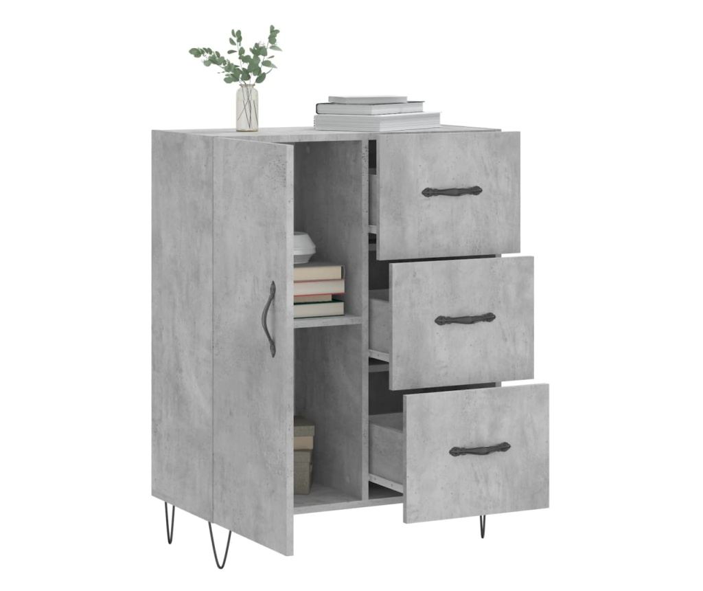 Ormarić, betonsko siva, 69,5x34x90 cm, konstruirano drvo - 4