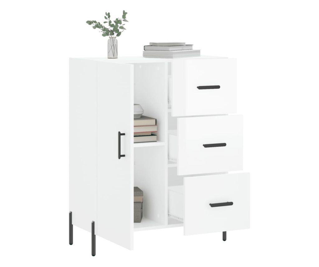 Komoda, sjajno bijela, 69,5x34x90 cm, kompozitno drvo - 4