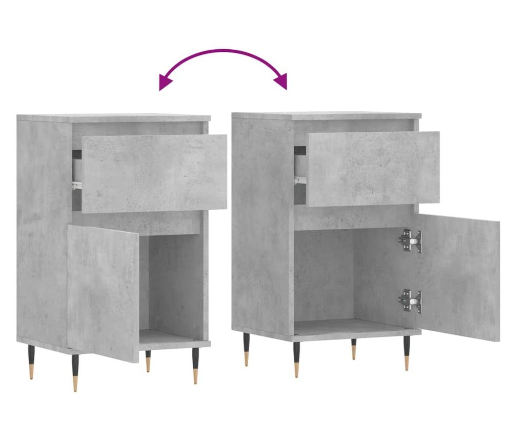 Komoda, 2 kom., betonsko siva, 40x35x70 cm, konstruirano drvo - 10