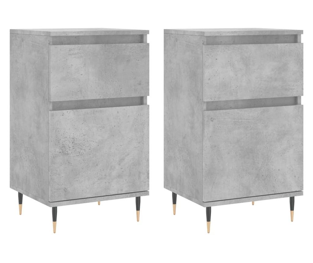 Komoda, 2 kom., betonsko siva, 40x35x70 cm, konstruirano drvo - 2