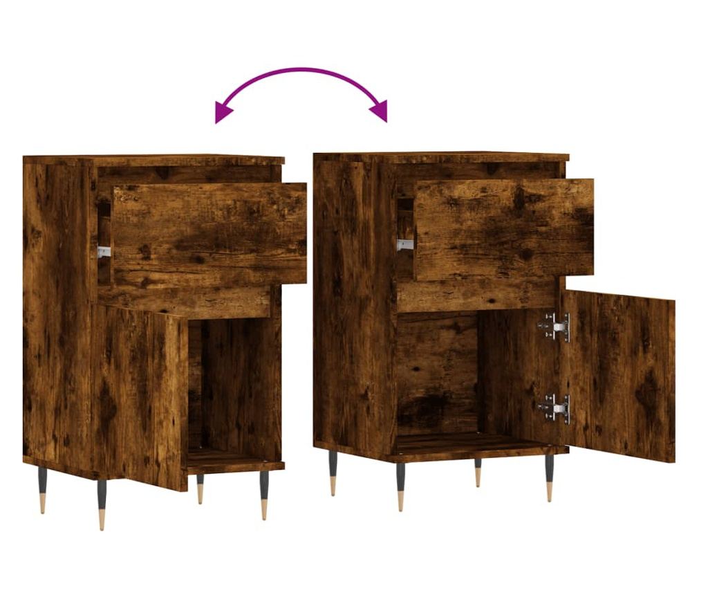 Ormarić za odlaganje, dimljeno hrastovo drvo, 40x35x70 cm, konstruirano drvo - 9