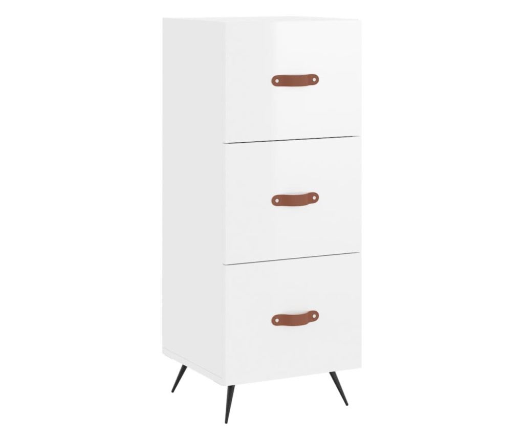 Komoda, visoki sjaj bijela, 34,5x34x90 cm, kompozitno drvo - 2