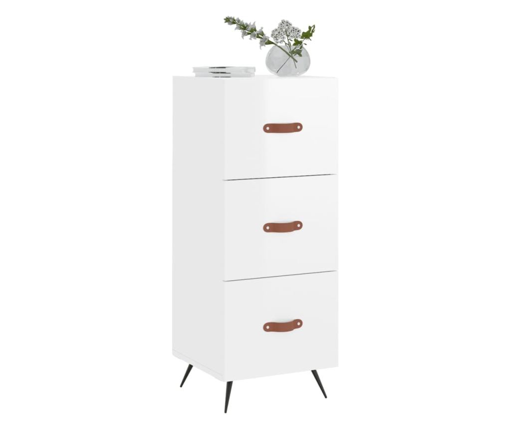 Komoda, visoki sjaj bijela, 34,5x34x90 cm, kompozitno drvo - 3