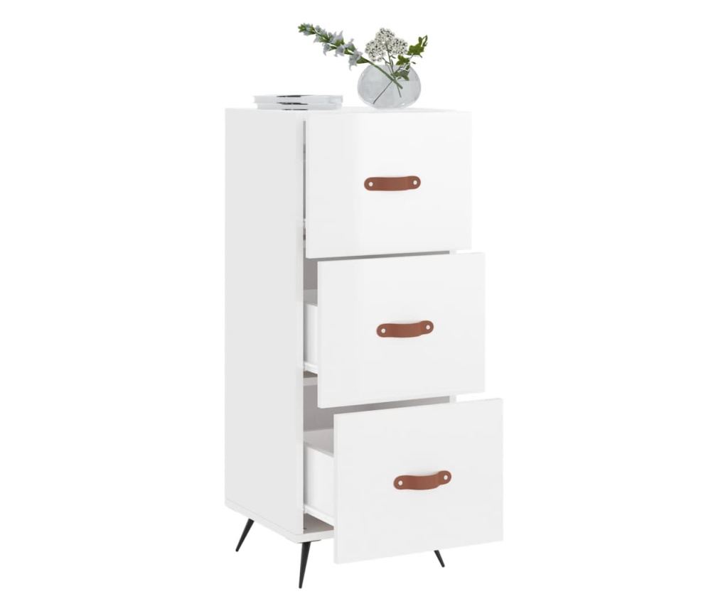 Komoda, visoki sjaj bijela, 34,5x34x90 cm, kompozitno drvo - 4