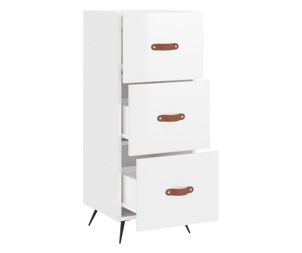 Komoda, visoki sjaj bijela, 34,5x34x90 cm, kompozitno drvo - 5