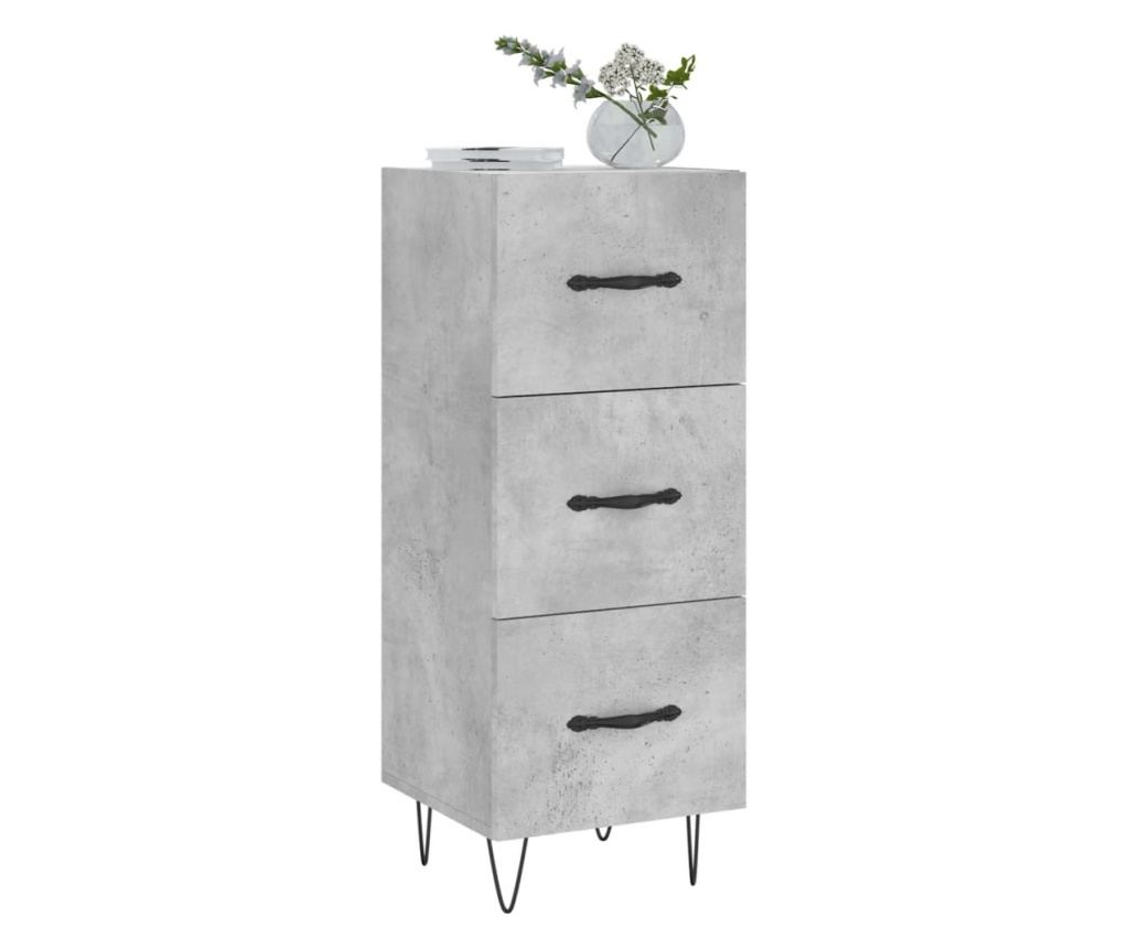 Ormarić, siva boja betona, 34,5x34x90 cm, konstruirano drvo - 3