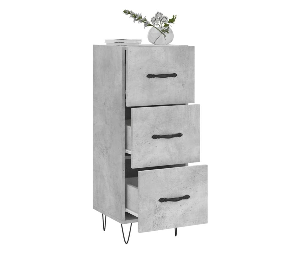 Ormarić, siva boja betona, 34,5x34x90 cm, konstruirano drvo - 4