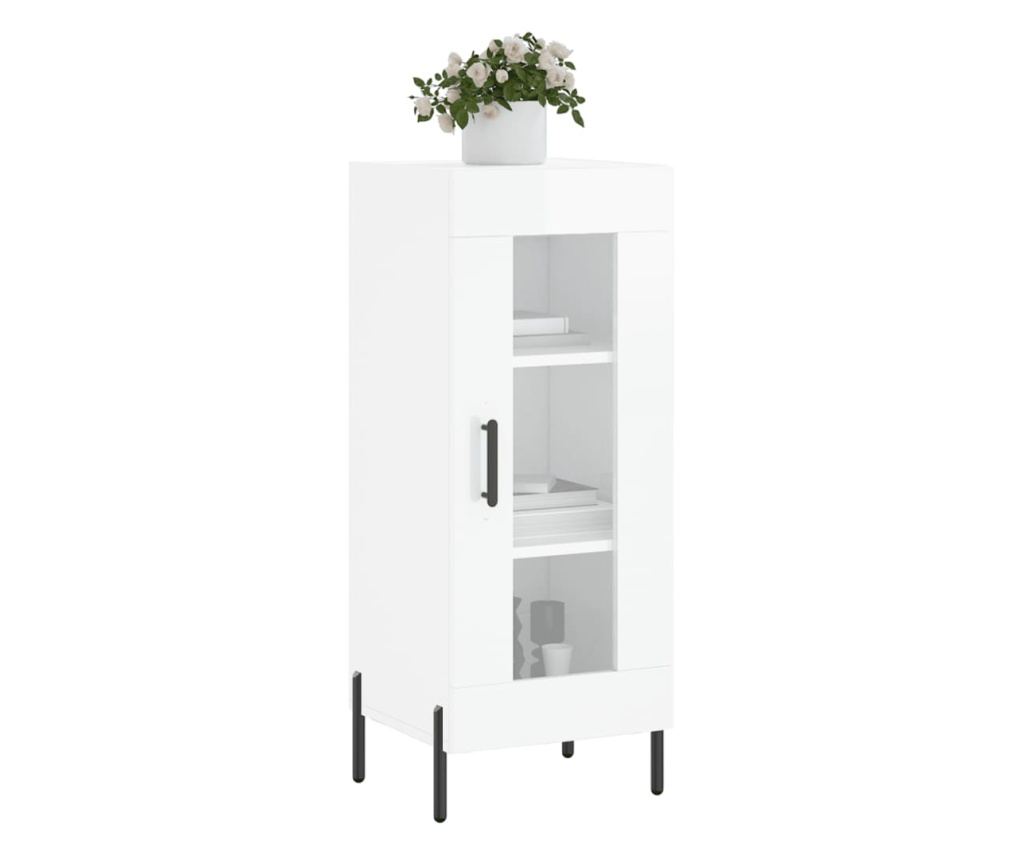 Bijela komoda visokog sjaja, 34,5x34x90 cm, kompozitno drvo - 3