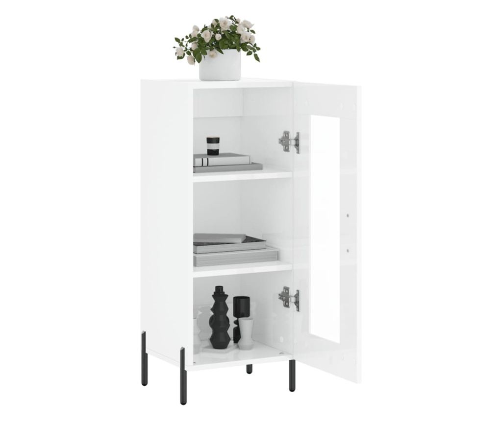 Bijela komoda visokog sjaja, 34,5x34x90 cm, kompozitno drvo - 4