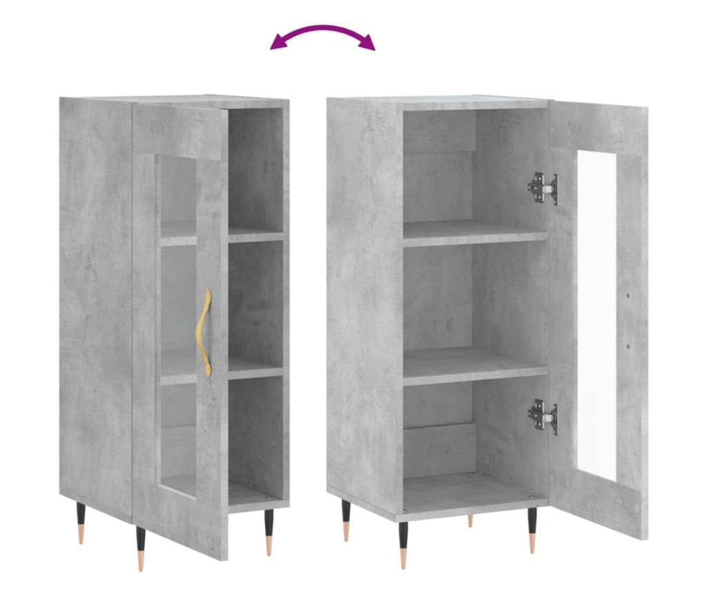 Ormarić, betonsko siva, 34,5x34x90 cm, kompozitno drvo - 9