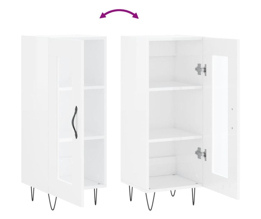 Konzola, bijela visokog sjaja, 34,5x34x90 cm, kompozitno drvo - 9