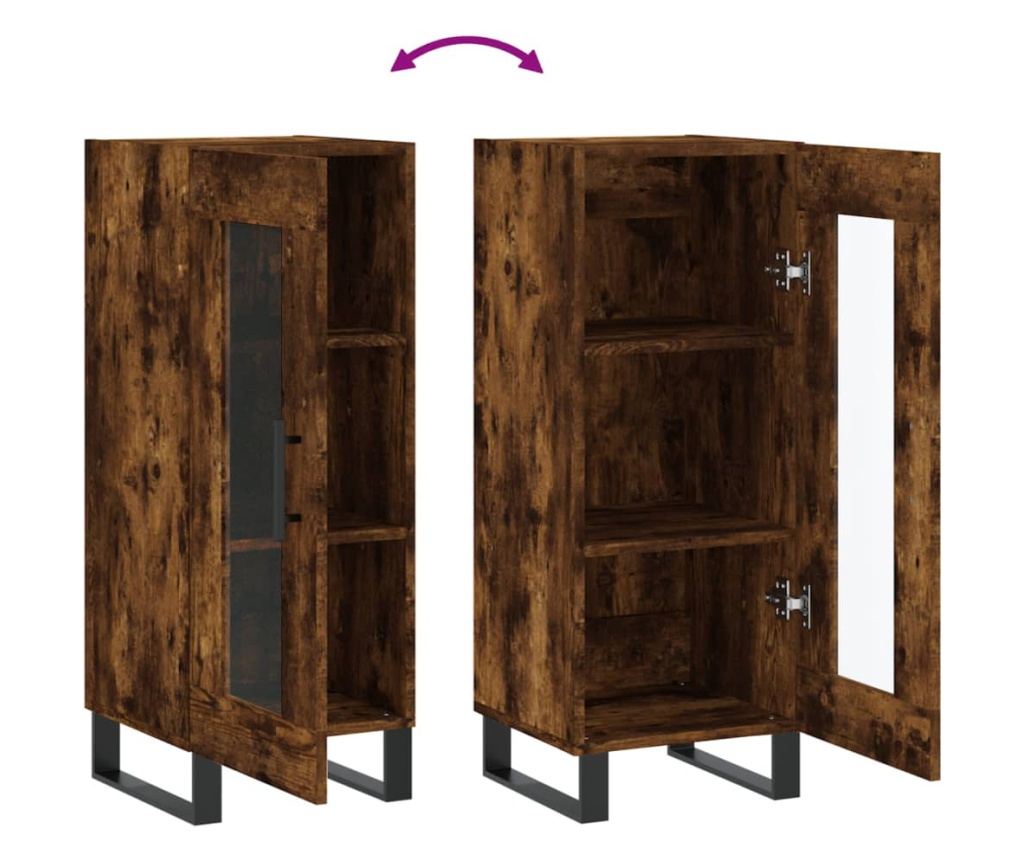 "Komoda, dimljeni hrast, 34,5x34x90 cm, kompozitno drvo" - 9