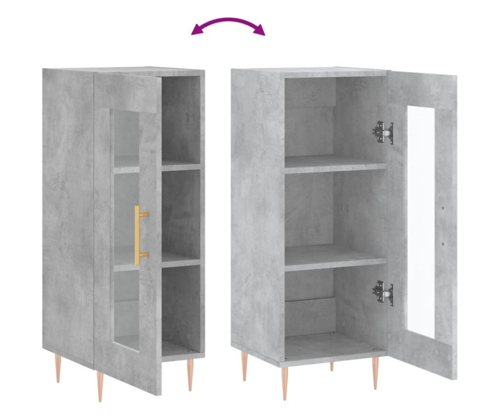 Ormarić, betonsko siva, 34,5x34x90 cm, kompozitno drvo - 9