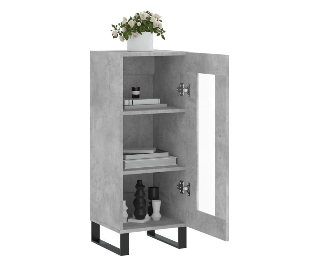 Ormarić, betonsko siva, 34,5x34x90 cm, kompozitno drvo - 4