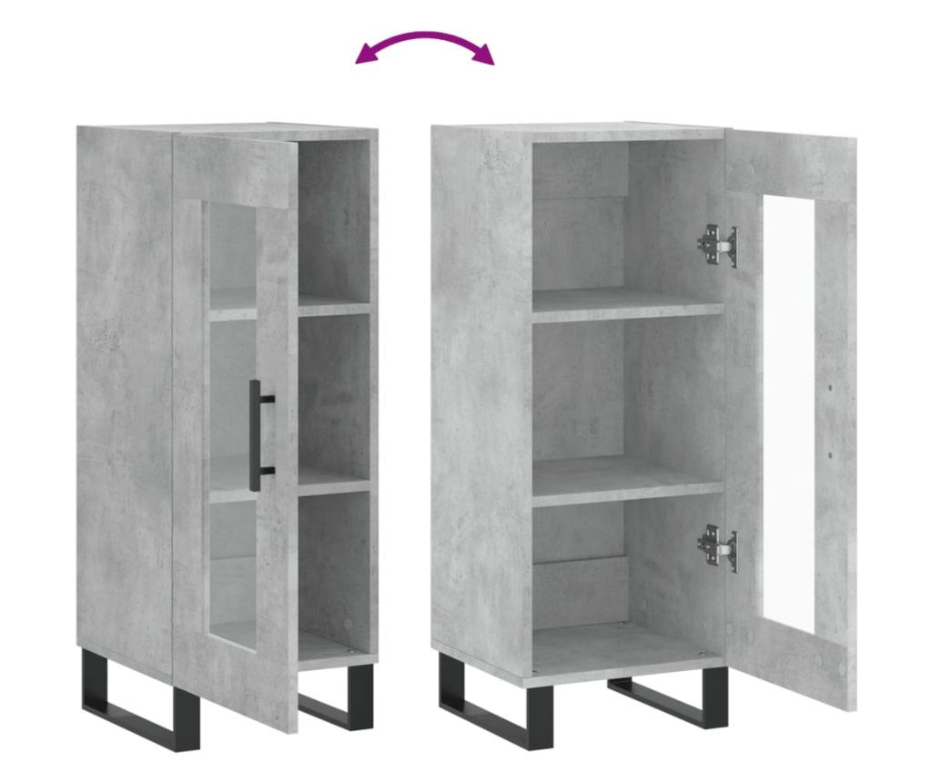 Ormarić, betonsko siva, 34,5x34x90 cm, kompozitno drvo - 9