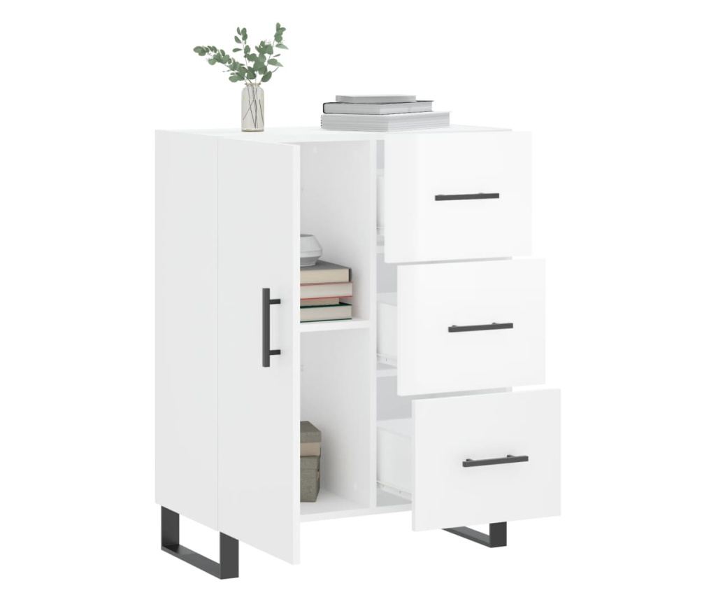 Kredenca, bijela visokog sjaja, 69,5x34x90 cm, kompozitno drvo - 4