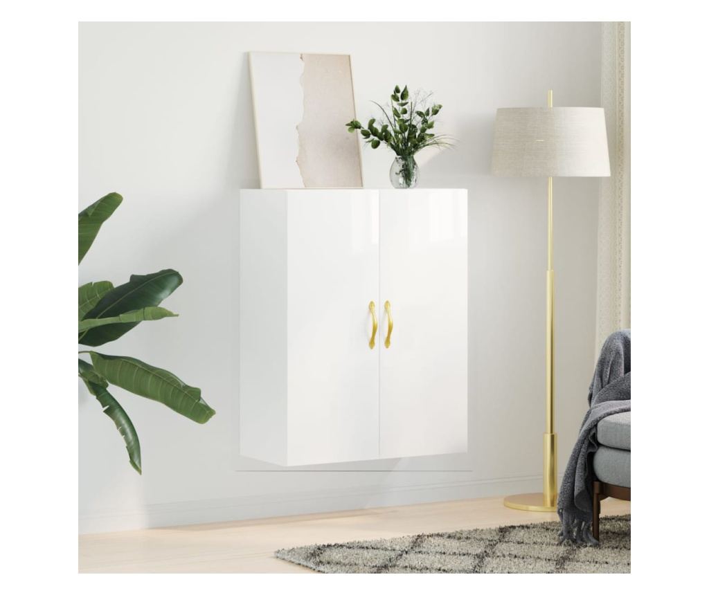 Zidni ormarić, bijeli visokog sjaja, 69,5x34x90 cm - 3