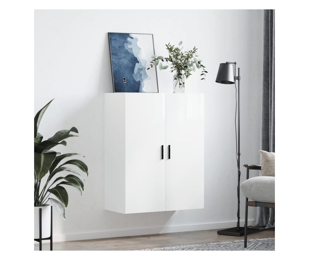 Zidni ormarić, bijeli visokog sjaja, 69,5x34x90 cm - 3