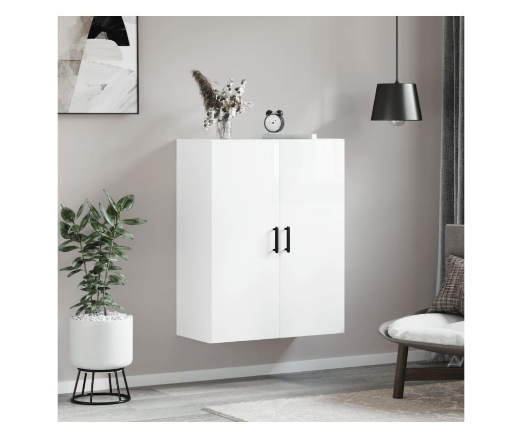 Ormar za montažu na zid, bijeli visokog sjaja, 69,5x34x90 cm - 3