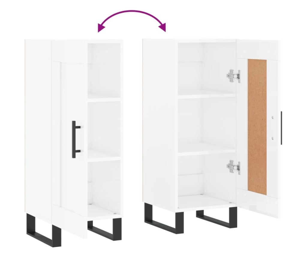 Ormarić, visoki sjaj bijeli, 34,5x34x90 cm, kompozitno drvo - 9